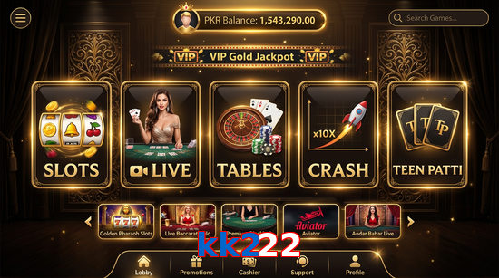 Main screen of Kk222 casino page for PK players